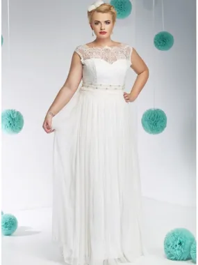 Abito da Sposa Online con gonna in Georgette e corpetto ricamato con Scollo di Pizzo