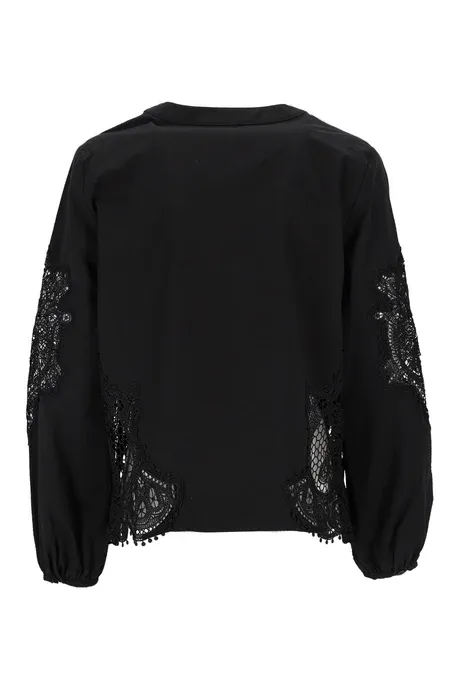 BLUSA NERA IN COTONE