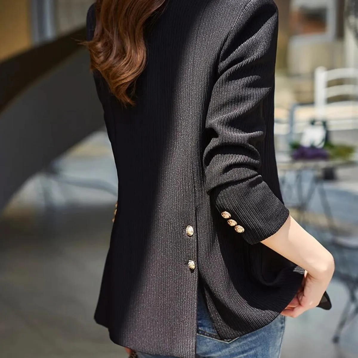 Capispalla autunno inverno Giacca casual da donna Giacca da donna Kaki Verde Nero Donna Manica lunga Monopetto Dritto Co