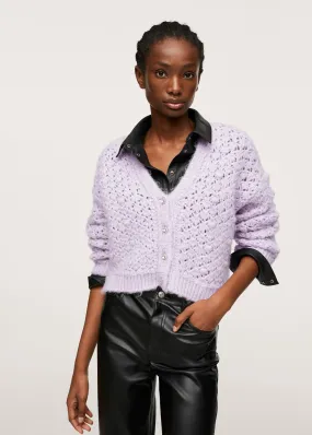 Cardigan maglia traforato