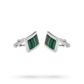 Gemelli per camicia rettangolari argento malachite